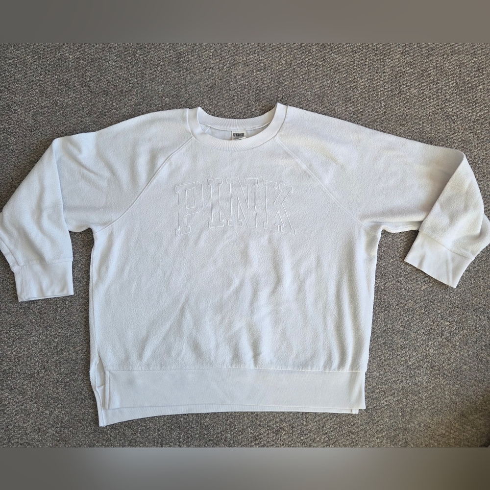 PINK Victoria's Secret White Crew Sweatshirt